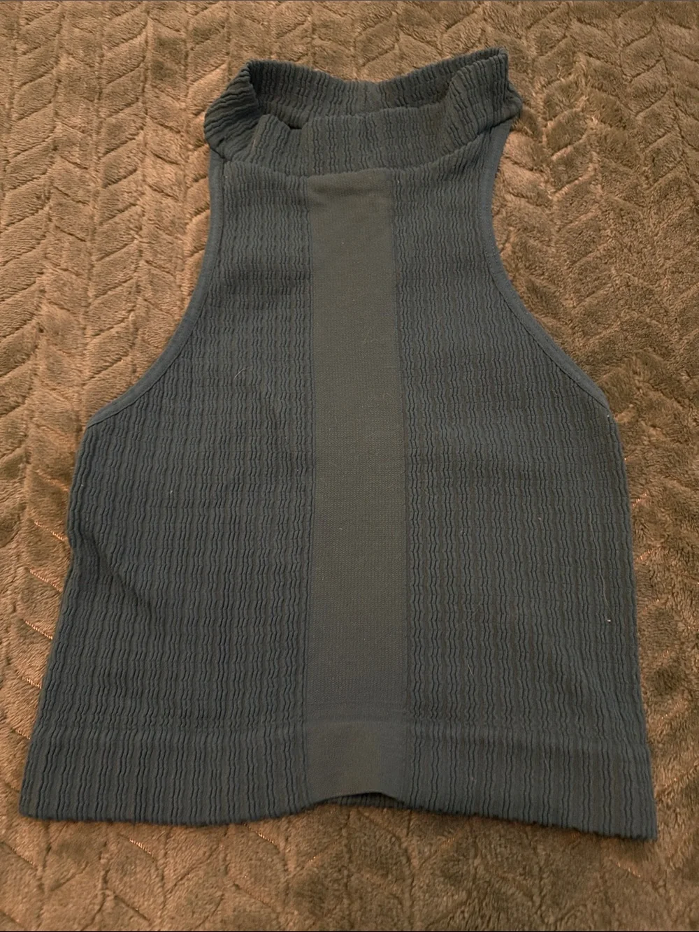 Intimately Free People High Neck Ribbed Crop Top Teal Blue Green XS